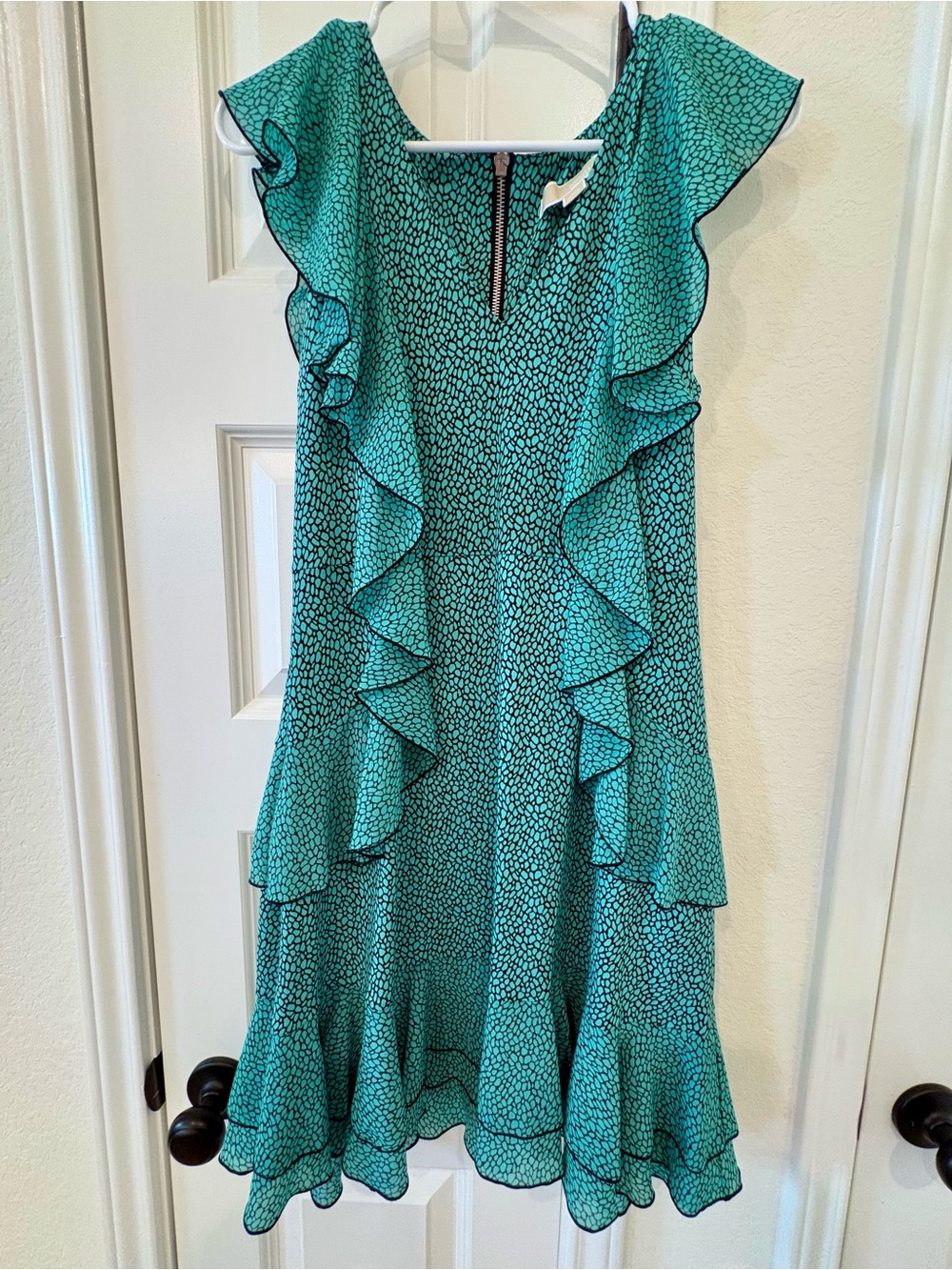 Michael Kors Teal Ruffle Midi Dress